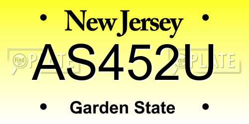 AS452U New Jersey License Plate