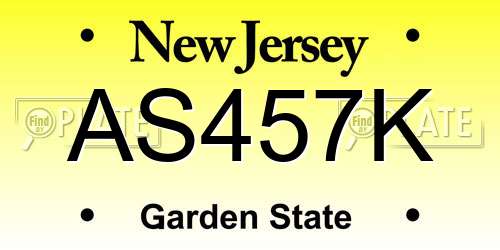 AS457K New Jersey License Plate