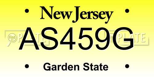AS459G New Jersey License Plate