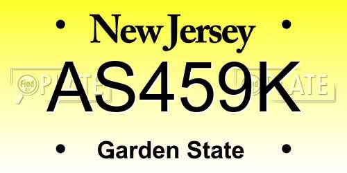 AS459K New Jersey License Plate