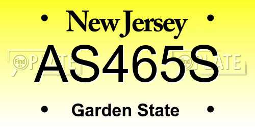 AS465S New Jersey License Plate