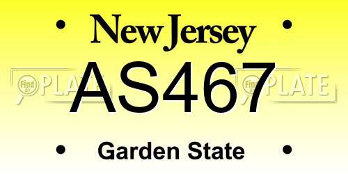 AS467 New Jersey License Plate