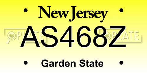 AS468Z New Jersey License Plate