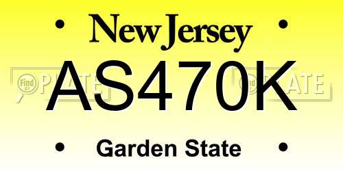 AS470K New Jersey License Plate