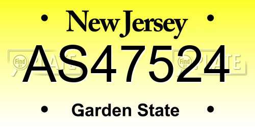 AS47524 New Jersey License Plate