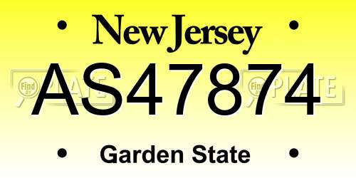AS47874 New Jersey License Plate