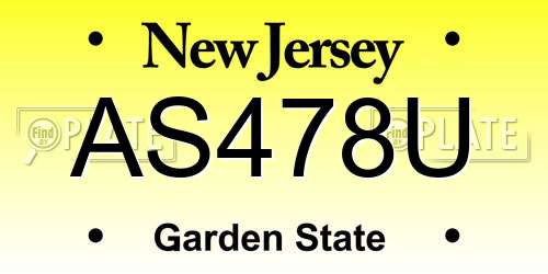 AS478U New Jersey License Plate