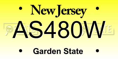 AS480W New Jersey License Plate