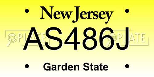 AS486J New Jersey License Plate
