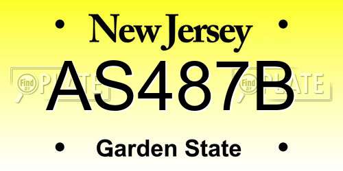 AS487B New Jersey License Plate