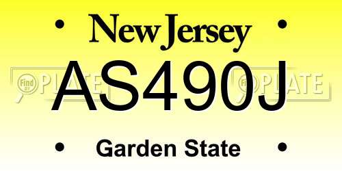 AS490J New Jersey License Plate