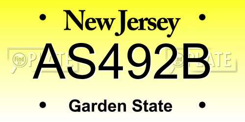 AS492B New Jersey License Plate