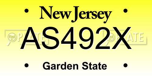 AS492X New Jersey License Plate