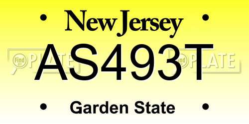 AS493T New Jersey License Plate