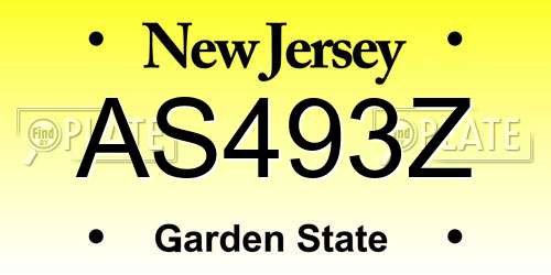 AS493Z New Jersey License Plate