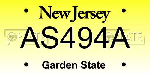 AS494A New Jersey License Plate