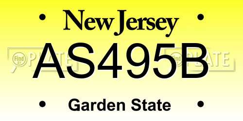 AS495B New Jersey License Plate