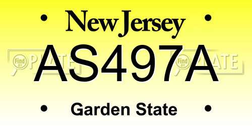 AS497A New Jersey License Plate