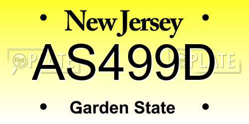 AS499D New Jersey License Plate