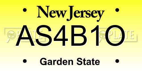 AS4B1O New Jersey License Plate