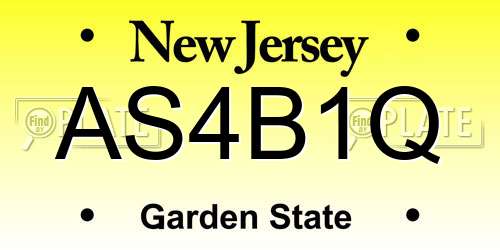 AS4B1Q New Jersey License Plate