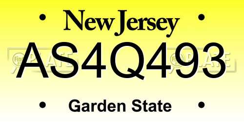 AS4Q493 New Jersey License Plate