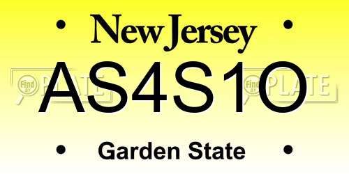 AS4S1O New Jersey License Plate