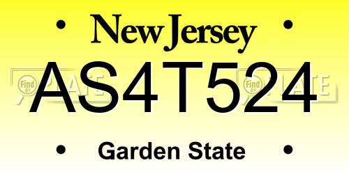 AS4T524 New Jersey License Plate