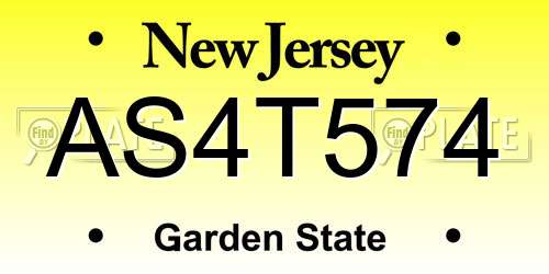 AS4T574 New Jersey License Plate