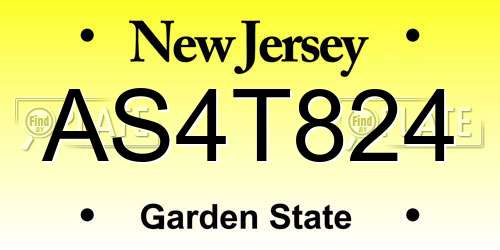 AS4T824 New Jersey License Plate