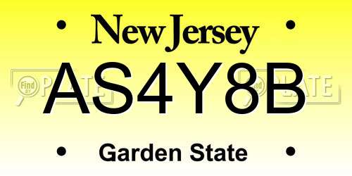 AS4Y8B New Jersey License Plate