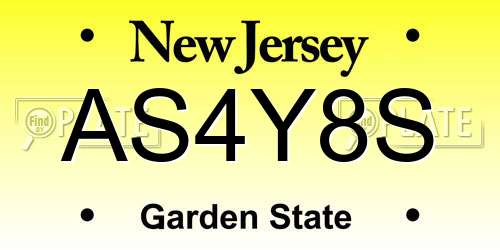 AS4Y8S New Jersey License Plate