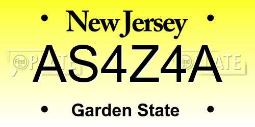 AS4Z4A New Jersey License Plate
