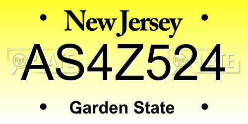 AS4Z524 New Jersey License Plate