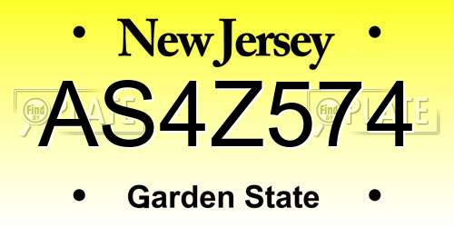 AS4Z574 New Jersey License Plate