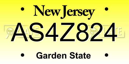 AS4Z824 New Jersey License Plate