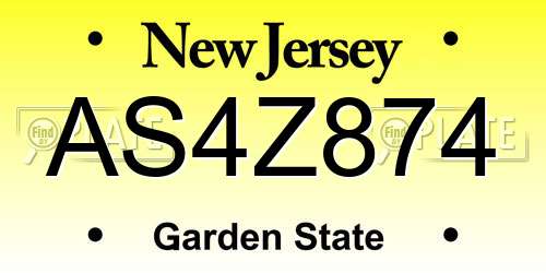 AS4Z874 New Jersey License Plate