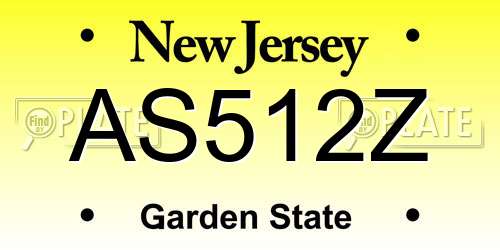 AS512Z New Jersey License Plate