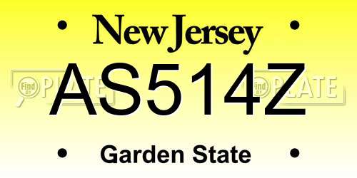 AS514Z New Jersey License Plate