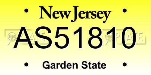 AS51810 New Jersey License Plate