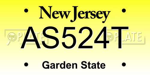 AS524T New Jersey License Plate