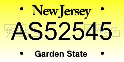 AS52545 New Jersey License Plate