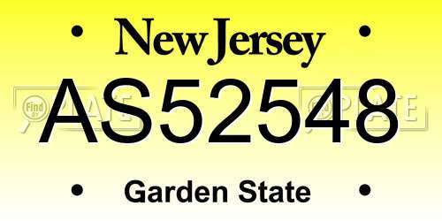 AS52548 New Jersey License Plate