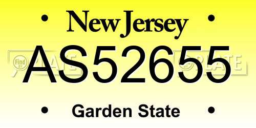 AS52655 New Jersey License Plate