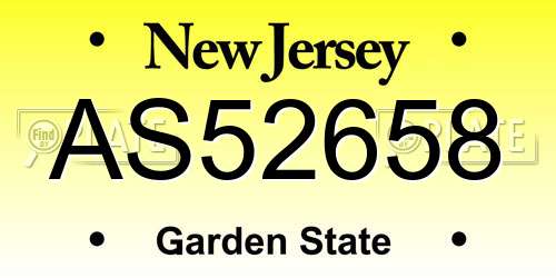 AS52658 New Jersey License Plate