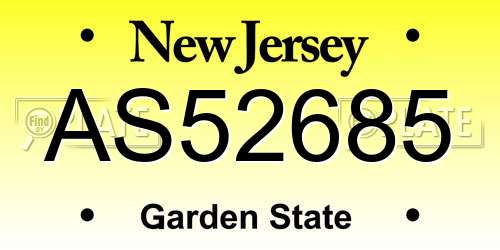 AS52685 New Jersey License Plate