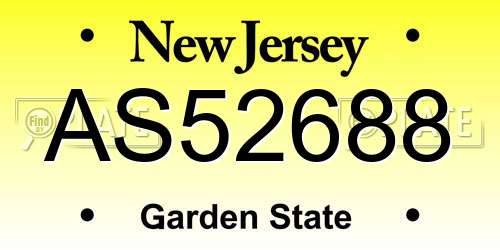 AS52688 New Jersey License Plate