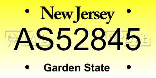 AS52845 New Jersey License Plate