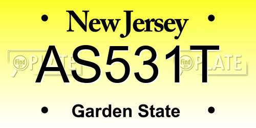 AS531T New Jersey License Plate