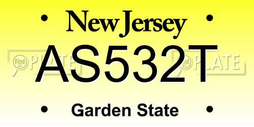 AS532T New Jersey License Plate